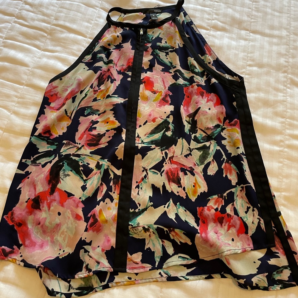 Aqua Floral Sleveless Top